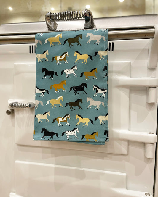 Coloured Horses tea towel