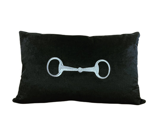 Oblong Velvet Embroidered Snaffle Cushion